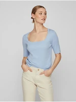 Light blue women's ribbed T-shirt VILA Lana - Women