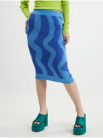 Blue Ladies Patterned Sweater Midi Skirt Noisy May Cosmic - Women