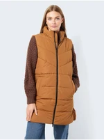 Brown women's quilted vest Noisy May Dalcon - Women's