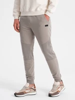 Ombre Men's sweatpants with ottoman fabric inserts - ash