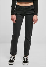 Women's Straight Denim Pants with Low Waist - Black