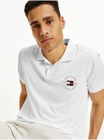 White Men's Polo Shirt Tommy Hilfiger Icon Logo Interlock - Men's