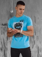 Turquoise men's T-shirt with Dstreet print