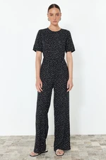 Trendyol Black Polka Dot Patterned Viscose Maxi Woven Jumpsuit