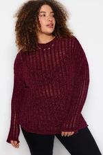 Trendyol Curve Burgundy Knitwear Sweter Plus Size