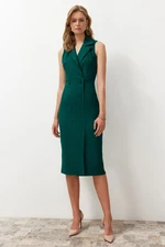 Trendyol Emerald Green Bodycon Button Detailed Double Breasted Neck Midi Pencil Skirt Woven Dress