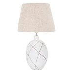 Biało-kremowa lampa stołowa z tekstylnym kloszem (wys. 60 cm) Lines – Mauro Ferretti