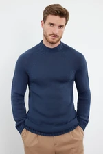 Trendyol Indigo Slim Fit Half Turtleneck Raglan Sleeve Basic Knitwear Sweater