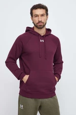 Mikina Under Armour pánská, vínová barva, s kapucí, hladká, 1379757