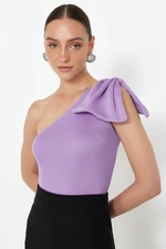 Trendyol Lilac Bow Detailed Single Sleeve Knit Blouse