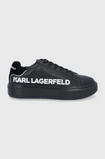 Kožené boty Karl Lagerfeld MAXI KUP černá barva, na platformě, KL62210