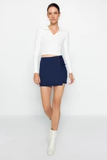 Trendyol Navy Blue Lace-Up and Eyelet Detail Woven Shorts Skirt