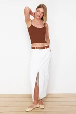 Trendyol Brown Crop Basic Knitwear Thin Blouse