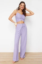 Trendyol Lilac Woven Blouse Trousers Set