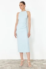 Trendyol Blue Fitted Halter Neck Midi Pencil Skirt Woven Dress