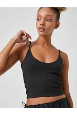 Koton Crop Undershirt Slim Strap U Neck Ribbed