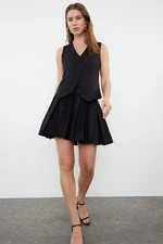 Trendyol Black Pleated Woven Mini Skirt