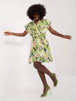 Light green dress with prints and ruffles