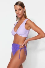 Trendyol Purple Tie High Waist Bikini Bottoms with Regular Legs