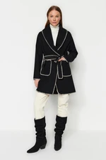 Trendyol Black Embroidery Detailed Long Coat