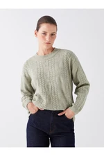 LC Waikiki Round Neck Women's Knitwear Sweater With Patterned Long Sleeves