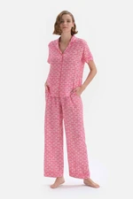 Dagi Pink Bachelor Print Short Sleeved Woven Pajamas Set