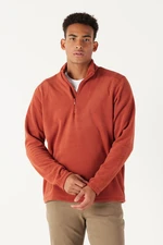 AC&Co / Altınyıldız Classics Men's Light Brown Anti-Pilling Non-Pilling Standard Fit Stand-up Collar Fleece Sweatshirt