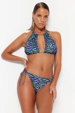 Trendyol Animal Patterned Tie-Up Regular Leg Bikini Bottom