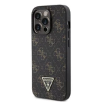 Zadní kryt Guess PU Leather 4G Triangle Metal Logo pro Apple iPhone 14 Pro, černá