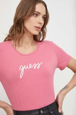 Tričko Guess CARRIE růžová barva, O4RM09 KBBU1