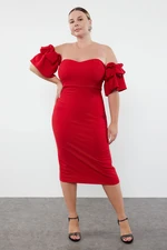 Trendyol Curve Red Bodycon Woven Lined Evening Dress/Night/Graduation/Engagement Dress