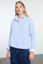 Trendyol Light Blue Basic Zippered Stand Collar Knitwear Cardigan