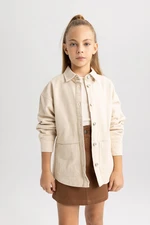 DEFACTO Girl's Gabardine Long Sleeve Shirt