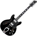 Hagstrom Viking Deluxe 12 Negru Lucios Chitară semi-acustică