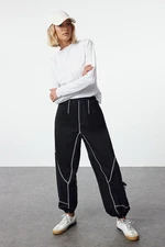 Trendyol Black Cotton Cardigan Stitch Detailed Knitted Sports Sweatpants