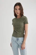 DEFACTO Fitted Crew Neck Washed Faded Effect Basic Short Sleeve T-Shirt