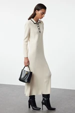 Trendyol Stone Collar Piping Polo Neck Knit Dress