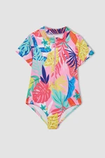 DEFACTO Girl's Patterned Short Sleeve Swimsuit