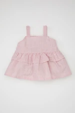 DEFACTO Baby Girl Suspender Linen Look Striped Blouse