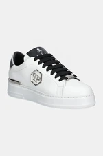 Kožené sneakers boty Philipp Plein Nappa Lo-Top Hexagon bílá barva, USC0676 PLE075N 02