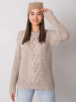 RUE PARIS Knitted hat in beige color