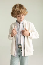 DEFACTO Boys College Collar Zipper Closure Double Pocket Seasonal Light Bomber Cardigan