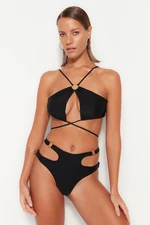 Trendyol Black Halter Neck Accessory Bikini Top