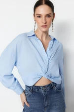 Trendyol Light Blue Gathered Woven Blouse