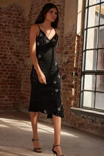 Trendyol Black Shiny Stone Woven Elegant Evening Dress