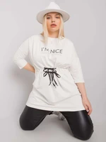 Ecru plus size tunic with inscription