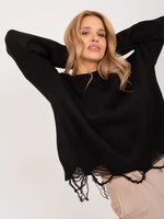 Black oversize sweater with a round neckline