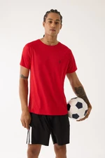 DEFACTO Red Fit Standard Fit Crew Neck Sports Short Sleeve T-Shirt