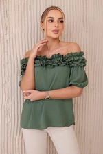 Spanish blouse with a small khaki ruffle