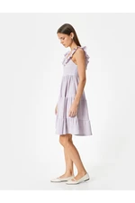 Koton Ruffle Dress Midi Length Sleeveless Layered Textured